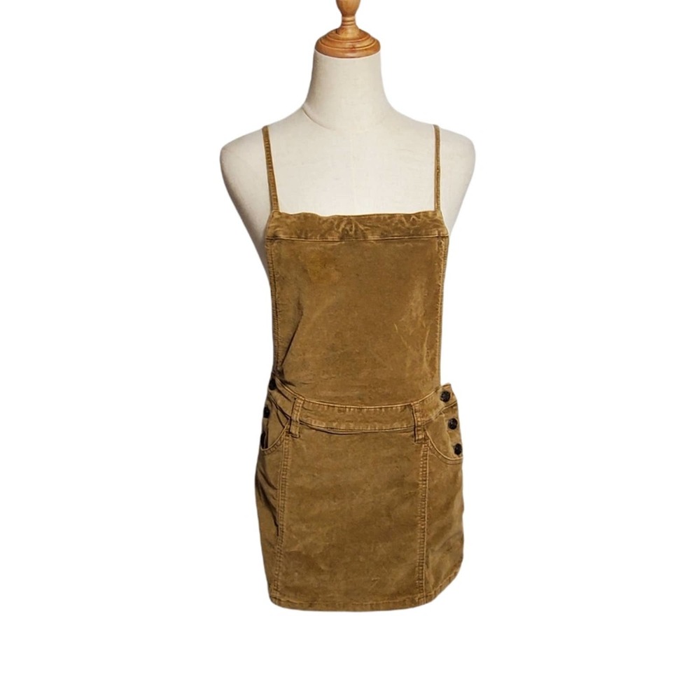 Free People Vintage Tan Corduroy Overall Skirt